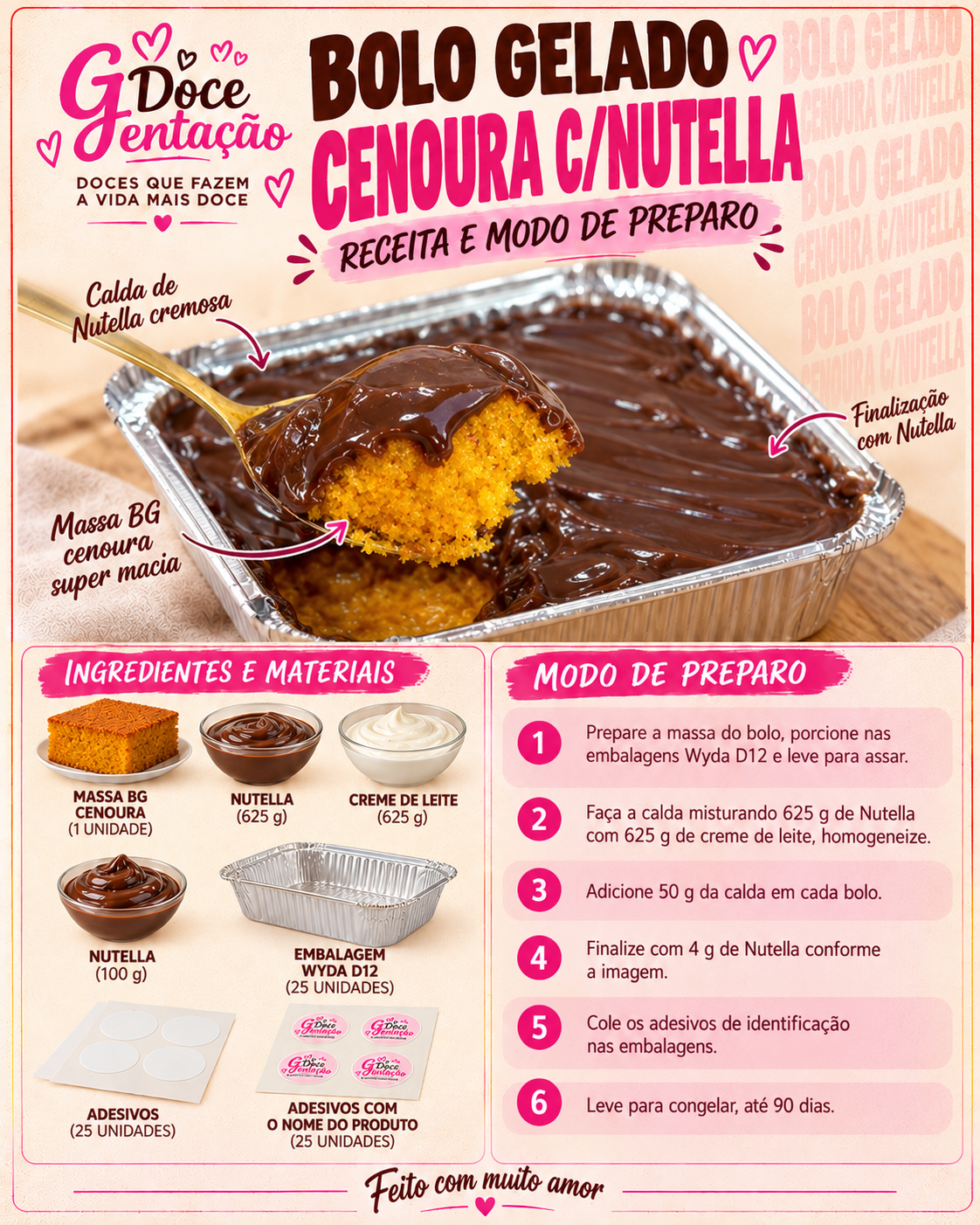 Bolo Gelado Cenoura com Nutella — POP de montagem
